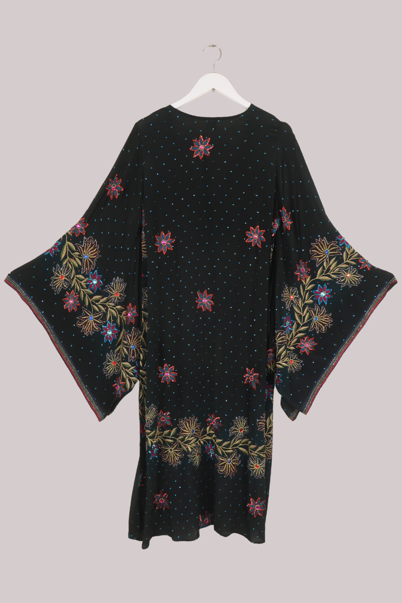 Cassidy Vintage Sheer Beaded Sari Gown in Dazzling Bouquet