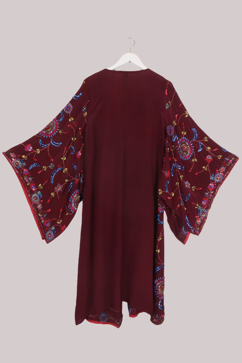 Cassidy Vintage Sheer Beaded Sari Gown in Firework Night Florals