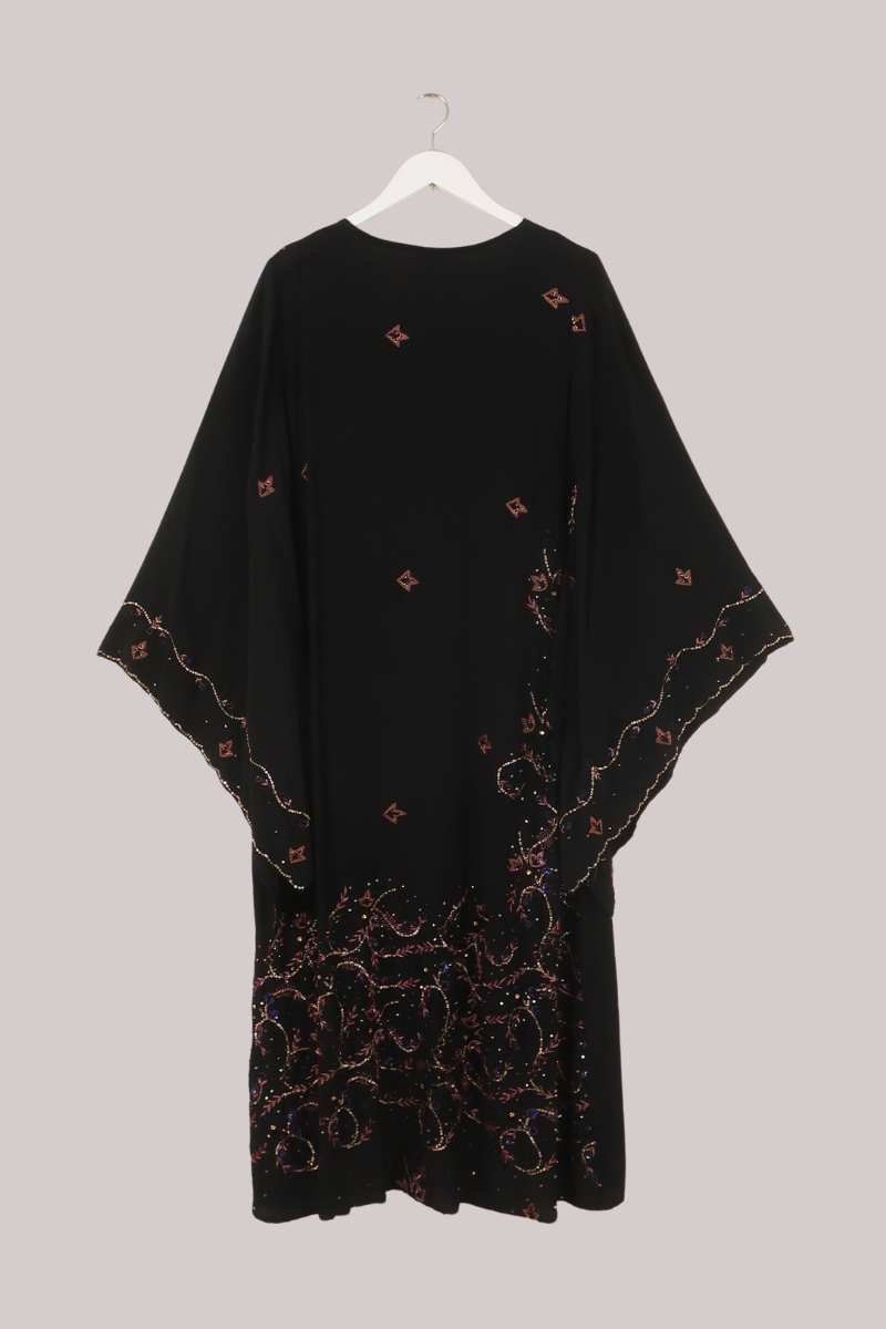 Cassidy Vintage Sheer Beaded Sari Gown in October Ivy