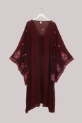 Cassidy Vintage Sheer Beaded Sari Gown in Orchid & Mahogany