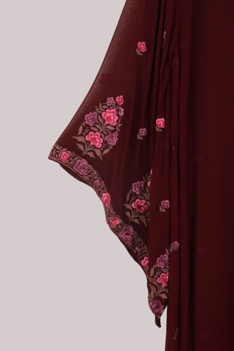 Cassidy Vintage Sheer Beaded Sari Gown in Orchid & Mahogany