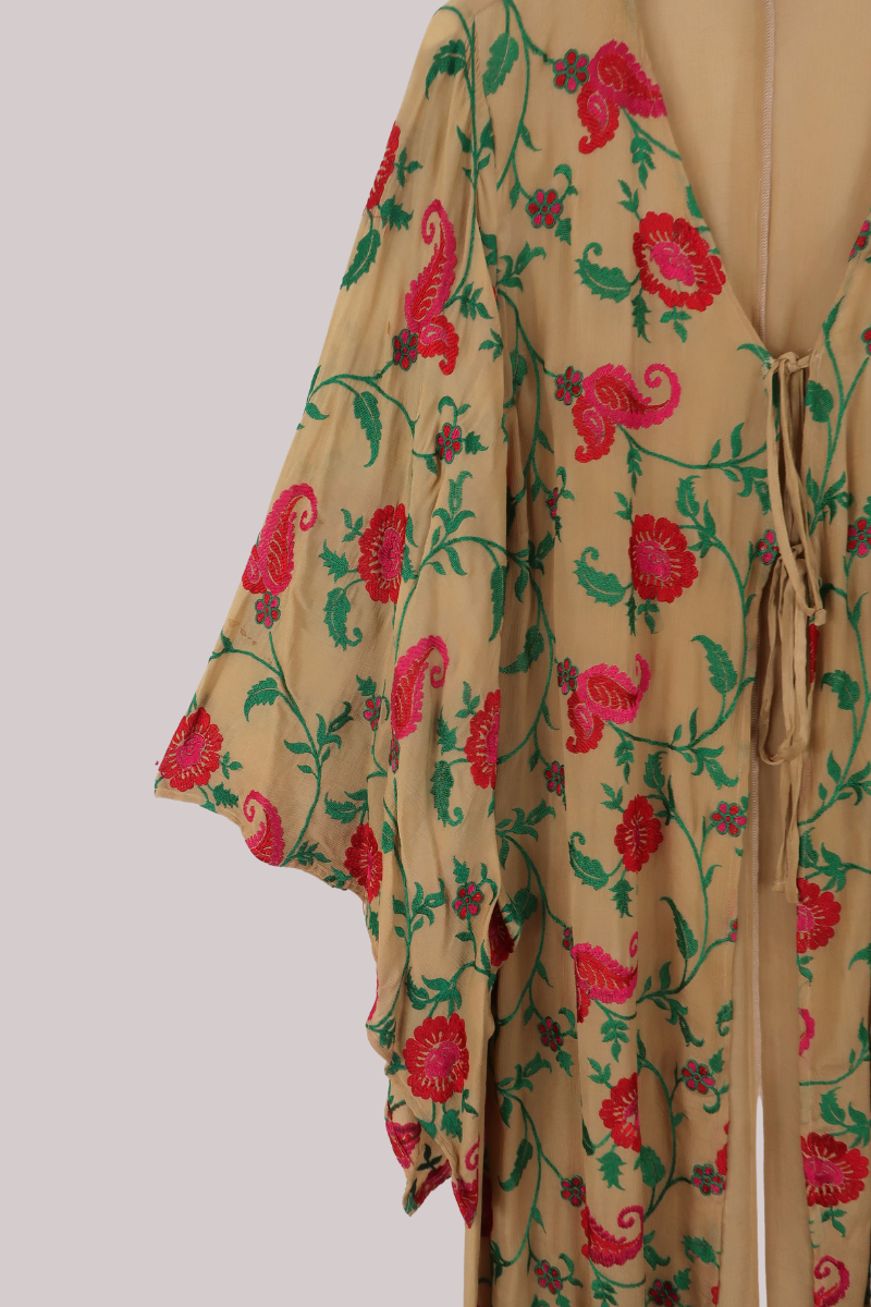 Cassidy Vintage Sheer Beaded Sari Gown in Paisley On The Vine