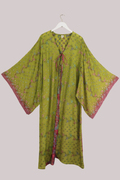 Cassidy Vintage Sheer Beaded Sari Gown in Pistachio & Peony