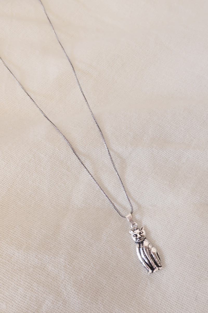 Lucky Cat Silver Plated Necklace