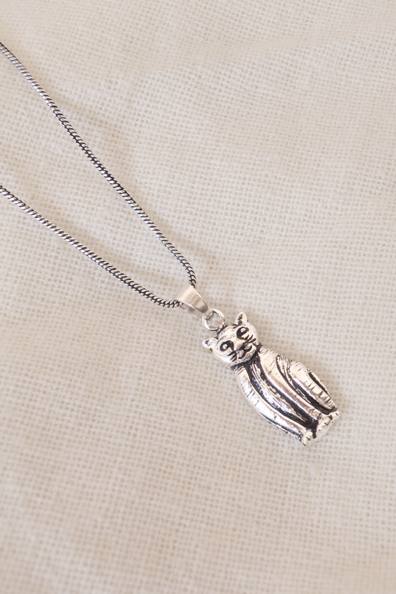 Lucky Cat Silver Plated Necklace