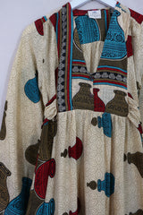 Lunar Maxi Dress - Vintage Sari - Honey Pot Print - Size XS