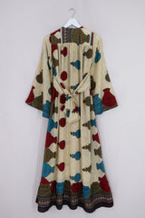 Lunar Maxi Dress - Vintage Sari - Honey Pot Print - Size XS