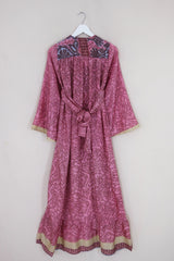 Lunar Maxi Dress - Vintage Sari - Dusty Rose Mirage - Size XS Petite