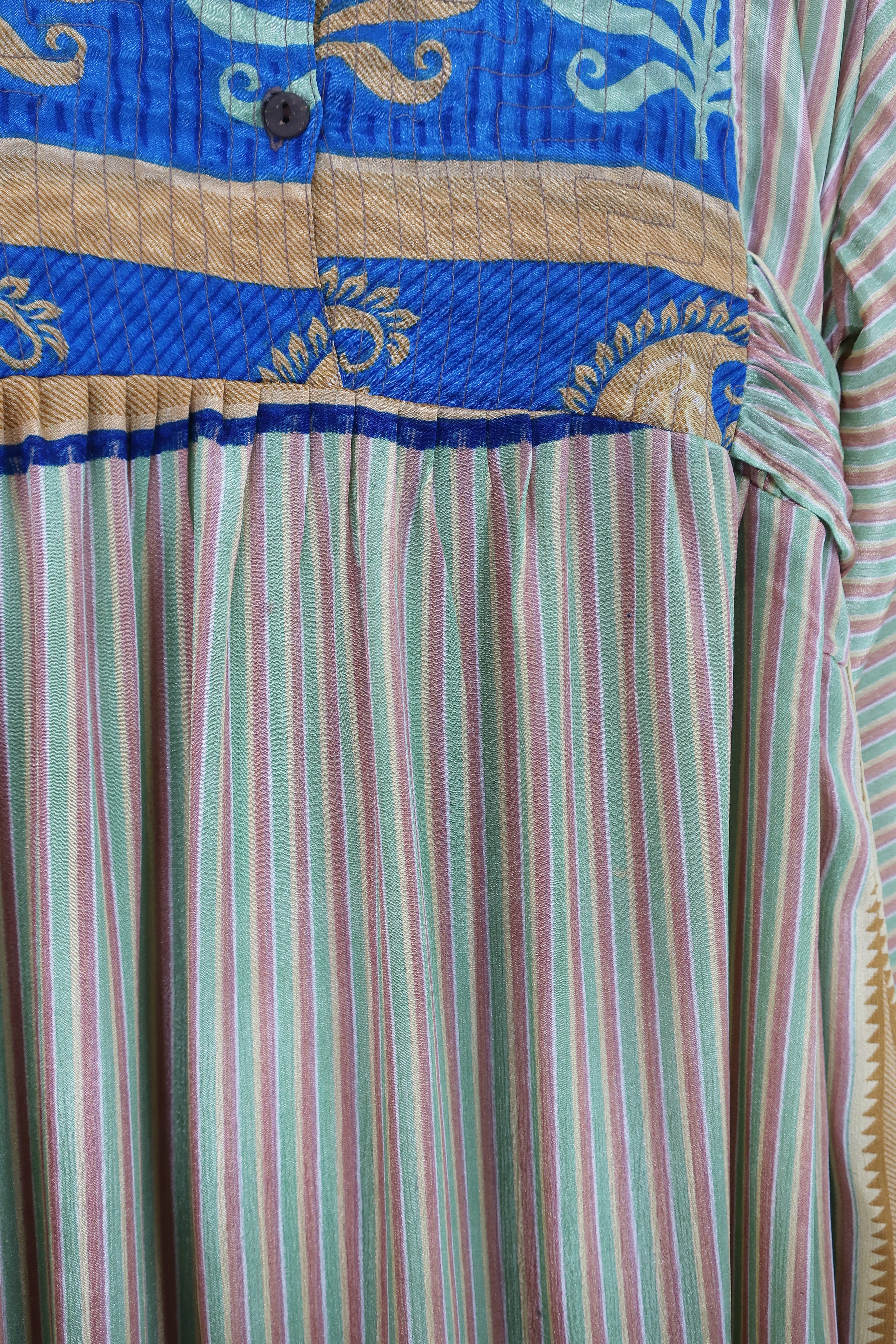 Boho Maxi Dress | Pastel Pinstripe | S/M
