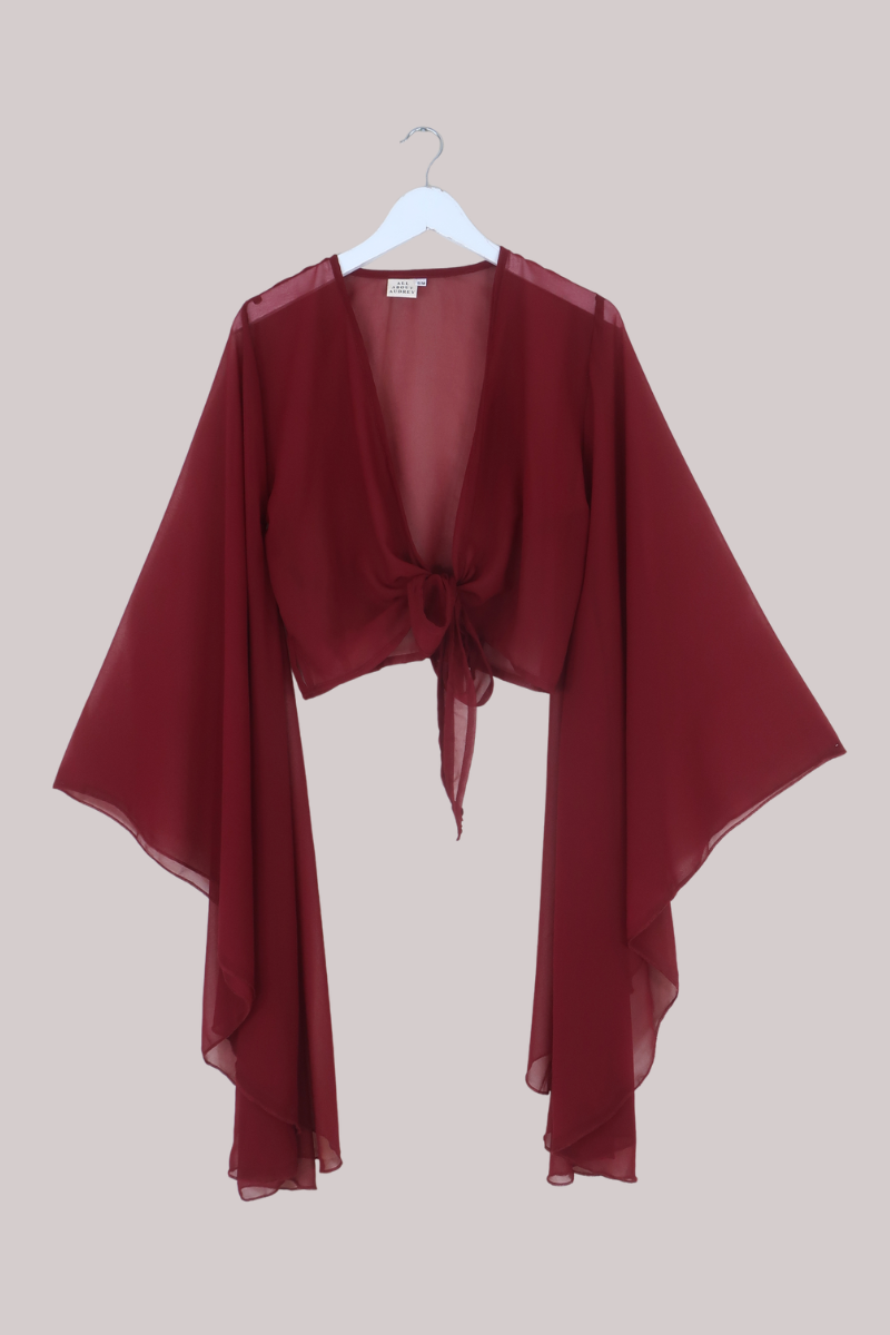 The Madonna Sheer Wrap Top in Confessions Red