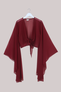 The Madonna Sheer Wrap Top in Confessions Red