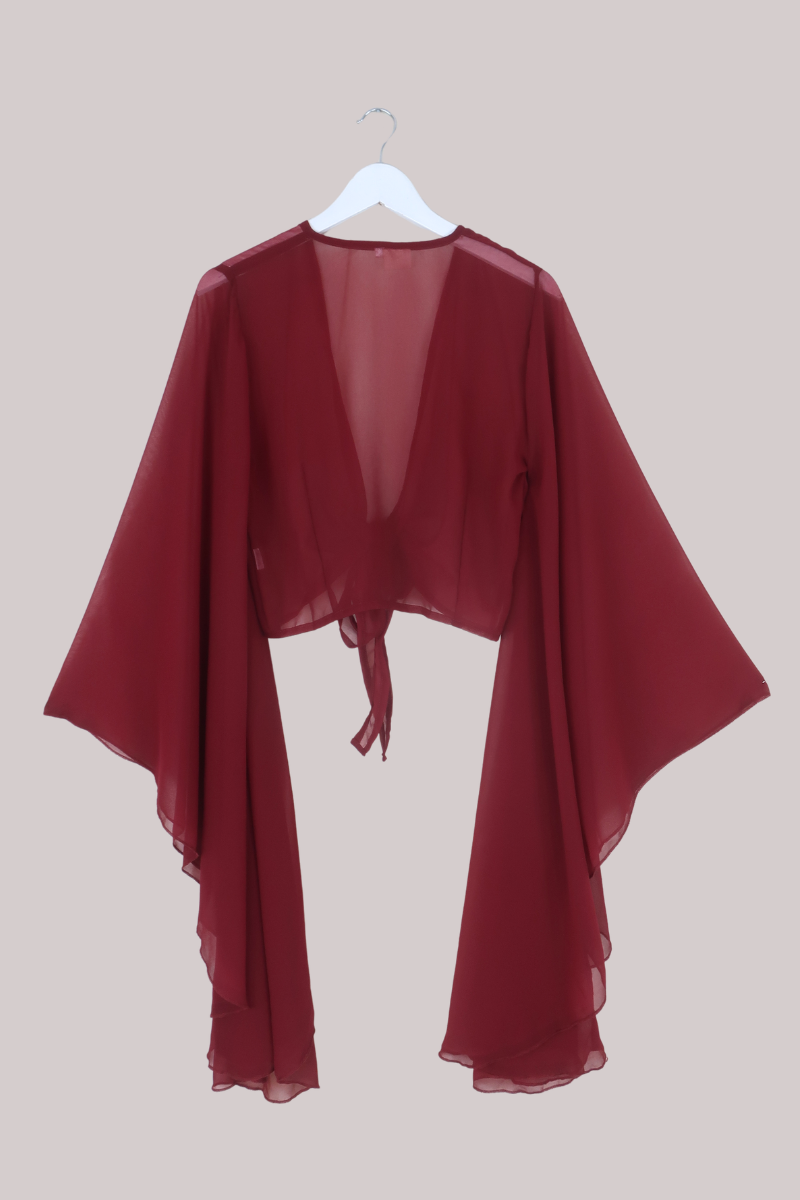 The Madonna Sheer Wrap Top in Confessions Red