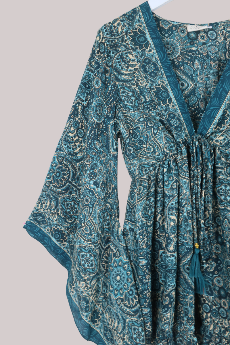 Pixie Babydoll Mini Dress in Simone Blue Mandala