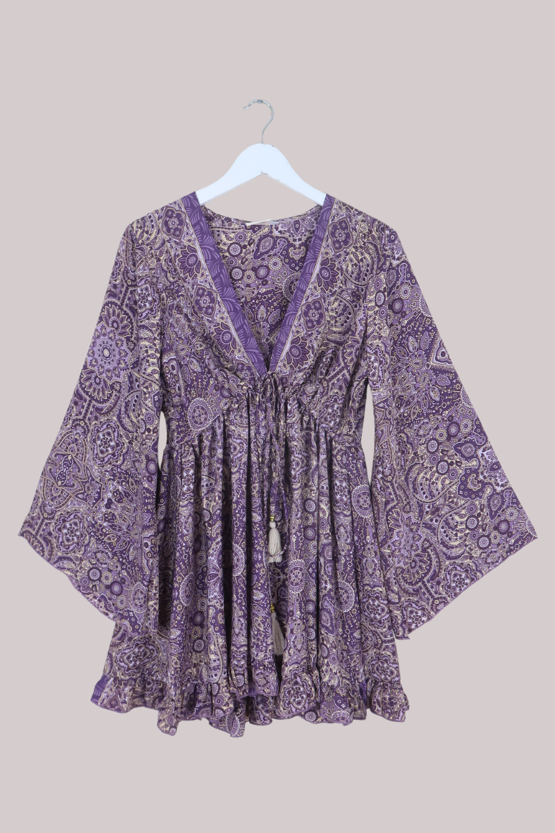 Pixie Babydoll Mini Dress in Joplin Purple Mandala