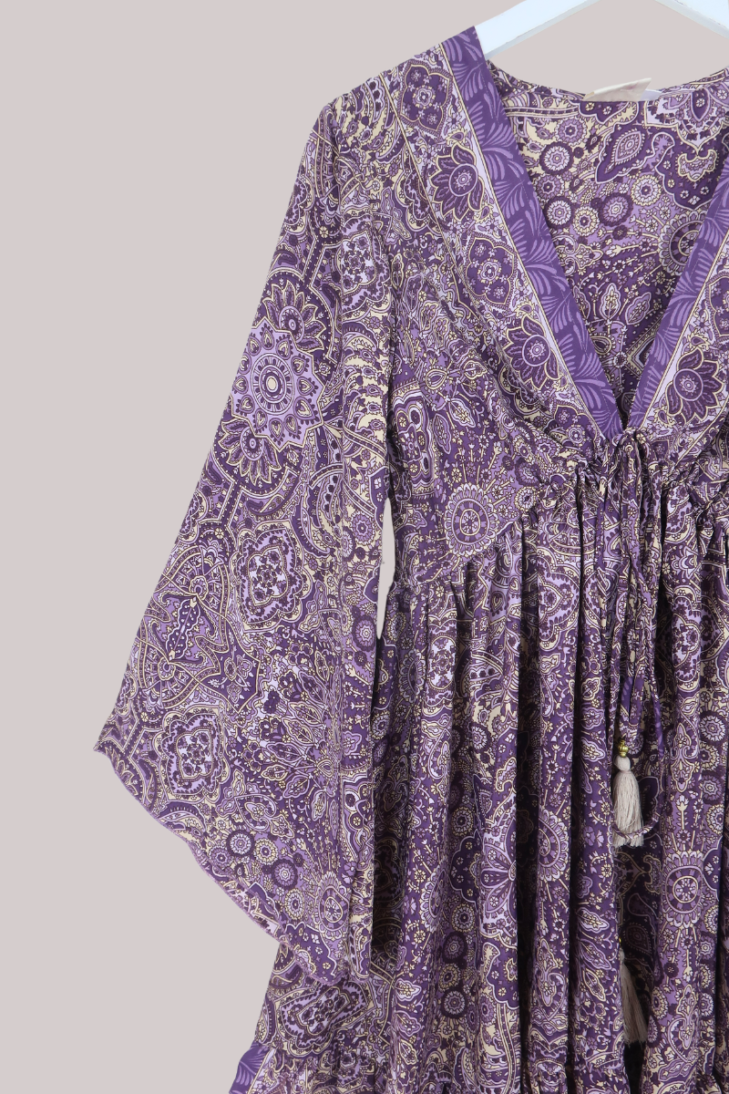 Pixie Babydoll Mini Dress in Joplin Purple Mandala