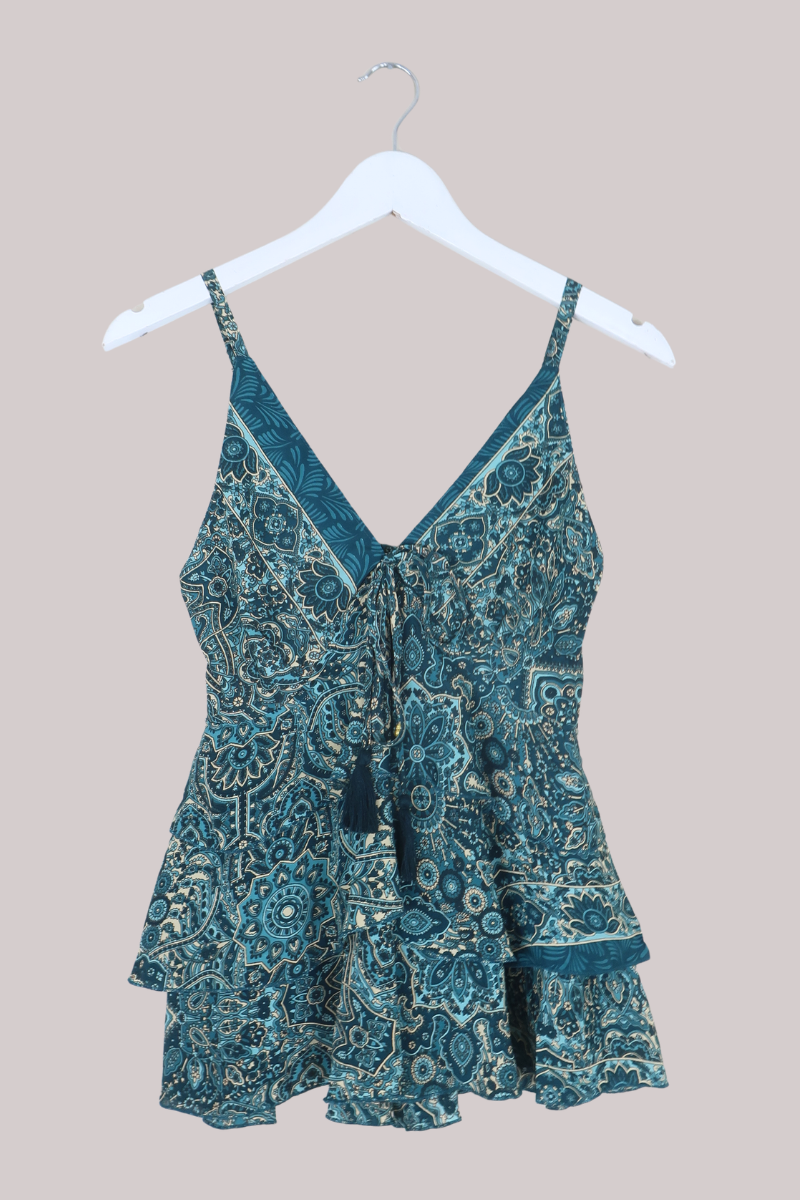 Celeste Babydoll Cami Top in Simone Blue Mandala