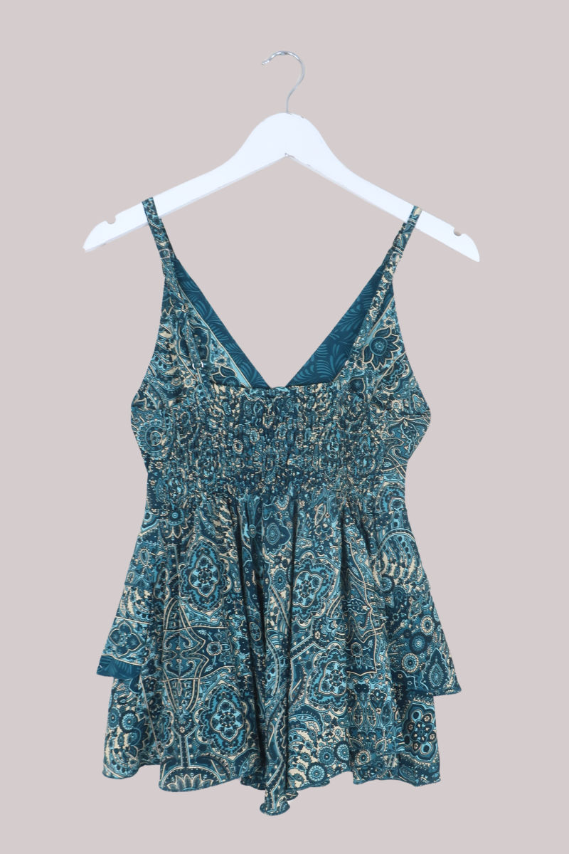 Celeste Babydoll Cami Top in Simone Blue Mandala