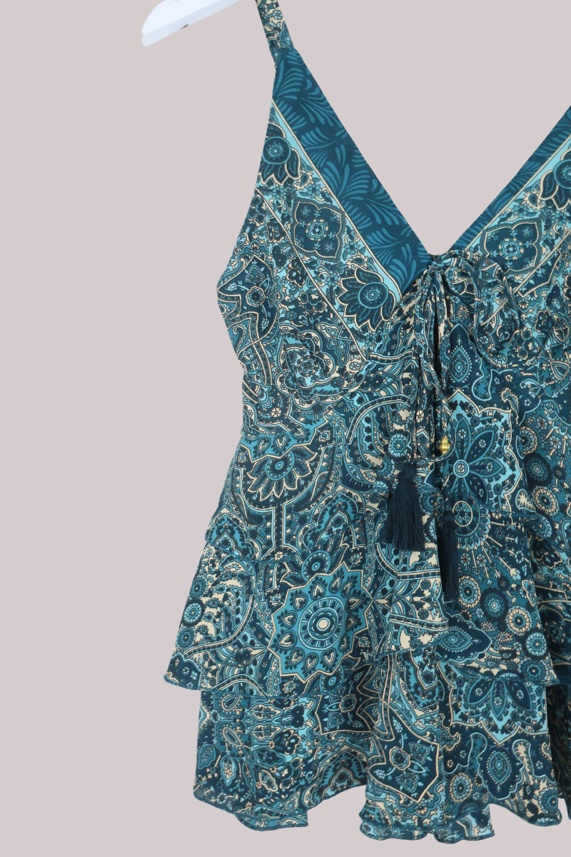 Celeste Babydoll Cami Top in Simone Blue Mandala