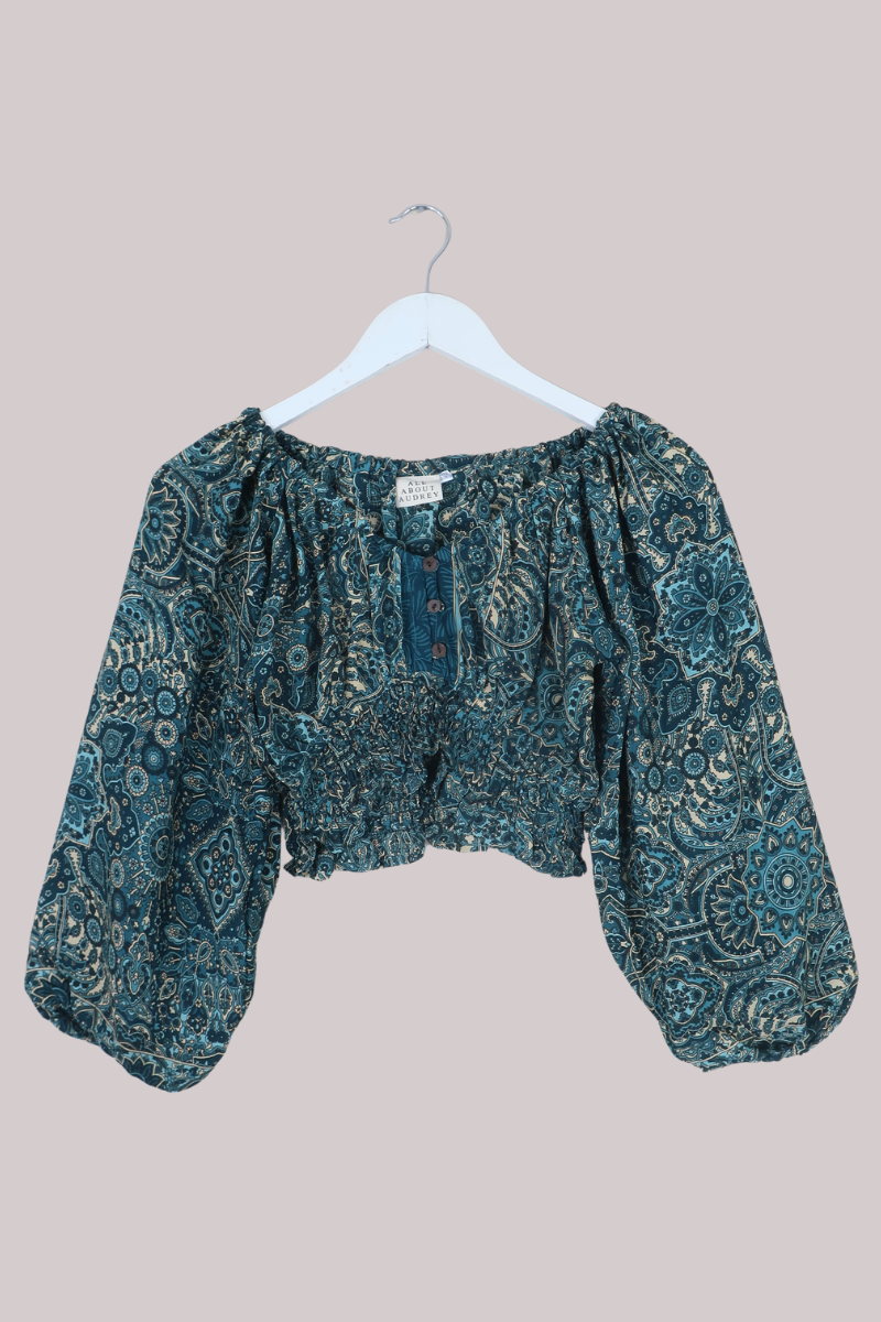 Libra Crop Top in Simone Blue Mandala