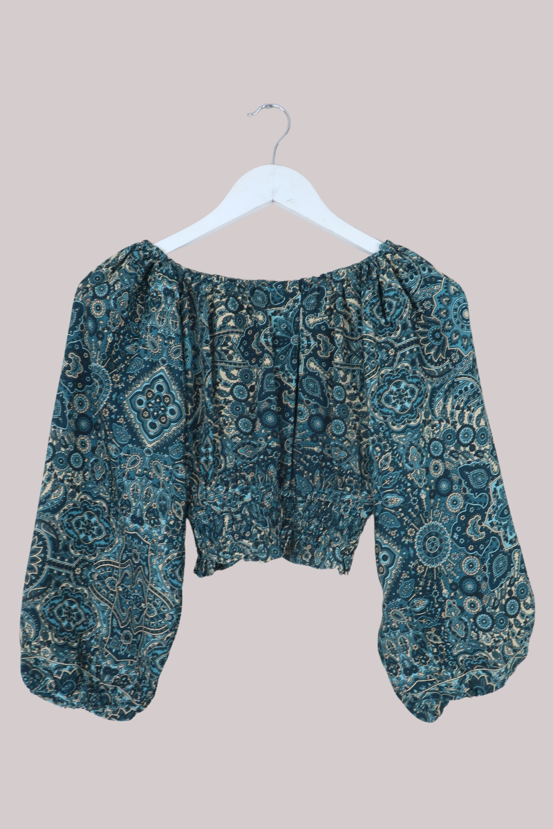 Libra Crop Top in Simone Blue Mandala