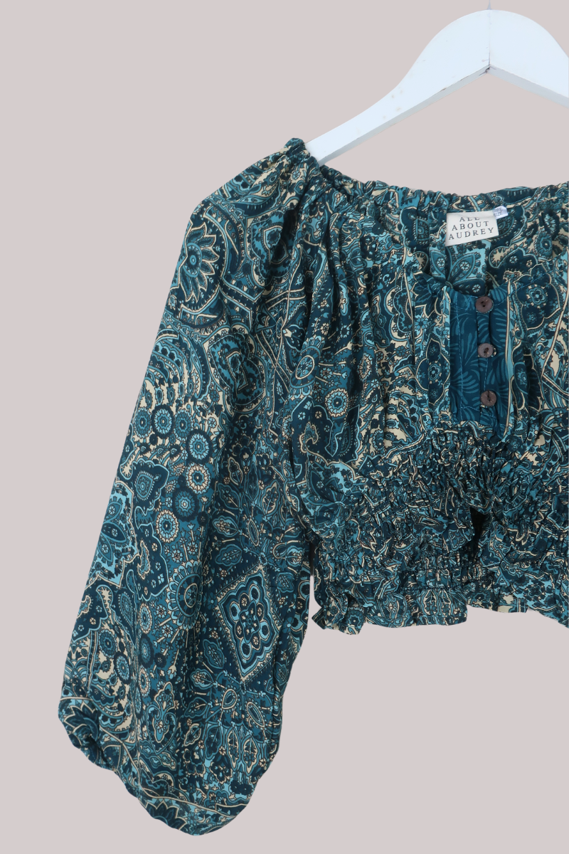 Libra Crop Top in Simone Blue Mandala