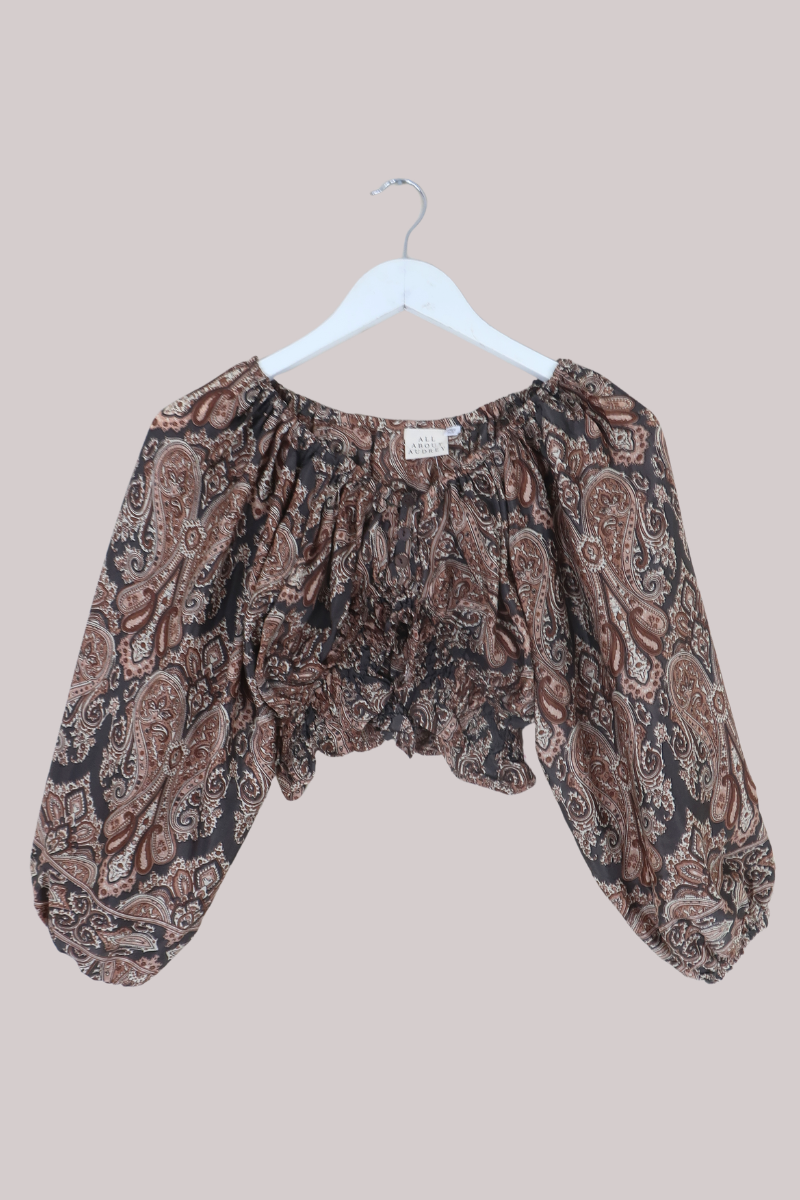 Libra Crop Top in Fitzgerald Bronze Mandala Paisley
