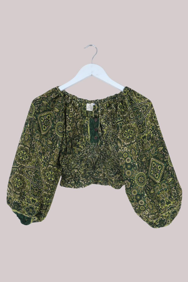 Libra Crop Top in Coltrane Green Mandala