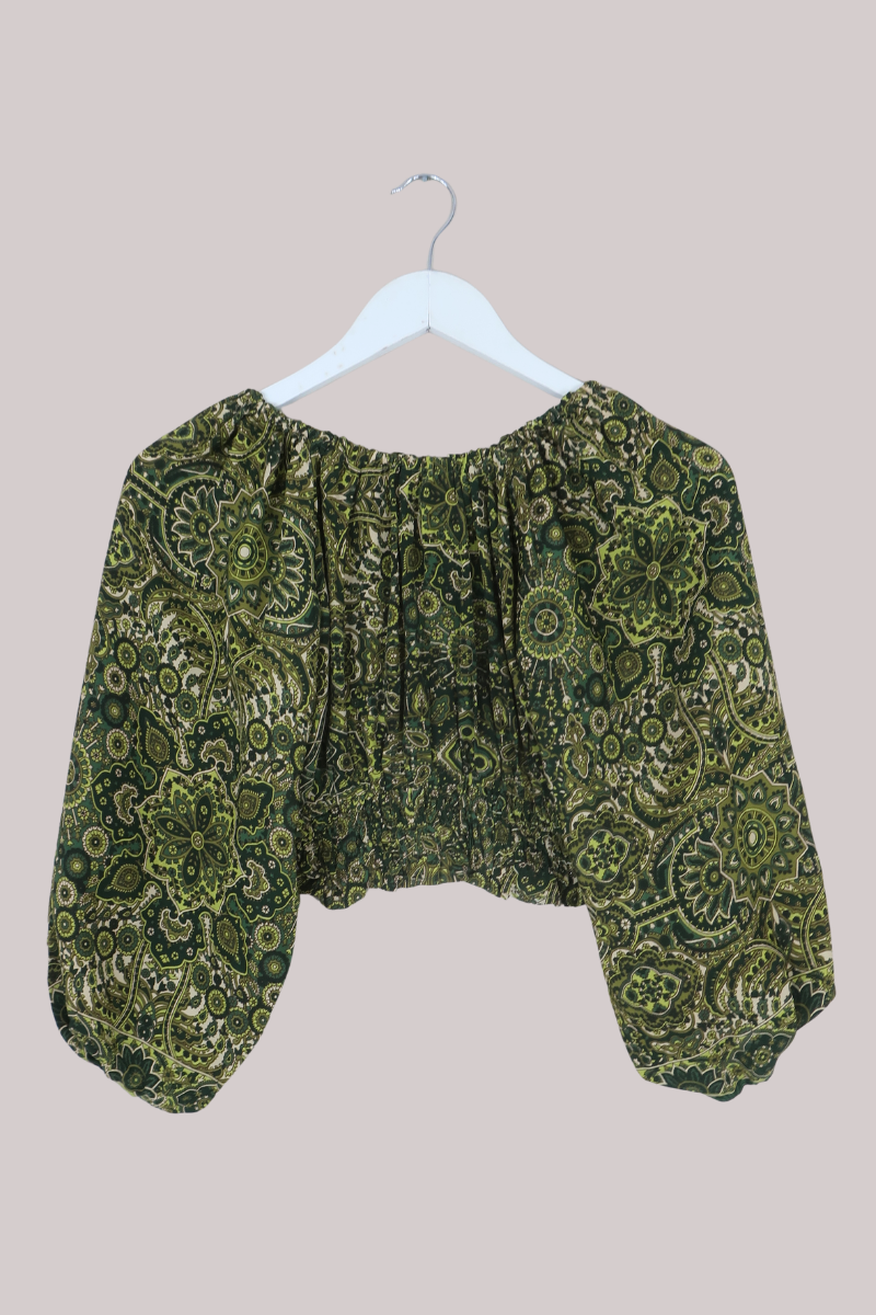 Libra Crop Top in Coltrane Green Mandala