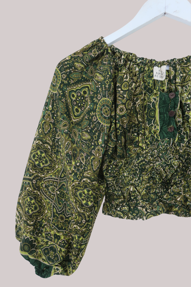 Libra Crop Top in Coltrane Green Mandala