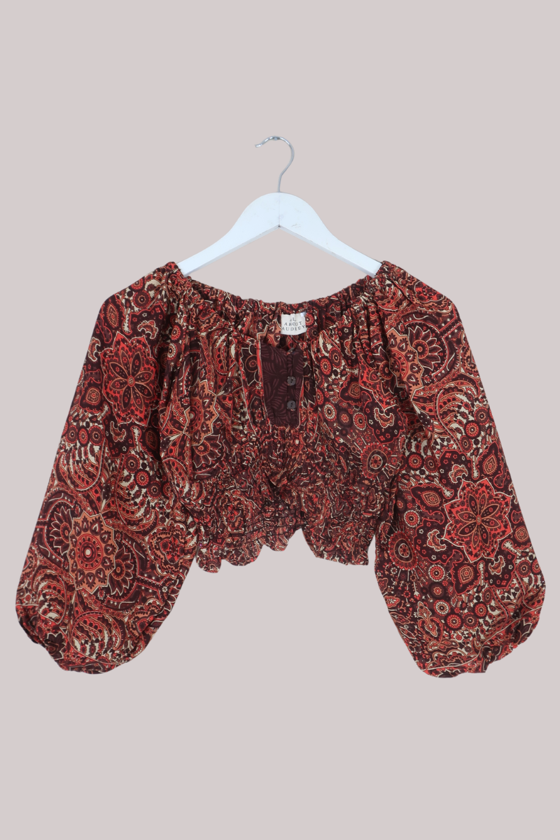 Libra Crop Top in Bowie Red Mandala