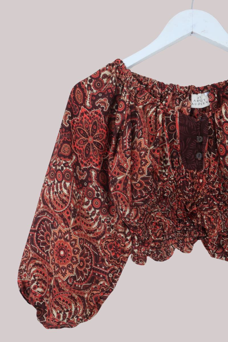 Libra Crop Top in Bowie Red Mandala