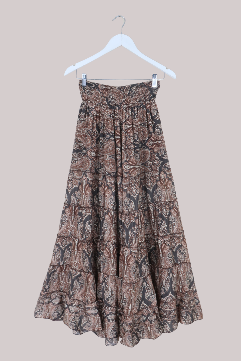 Maisie Maxi Skirt in Fitzgerald Bronze Mandala Paisley