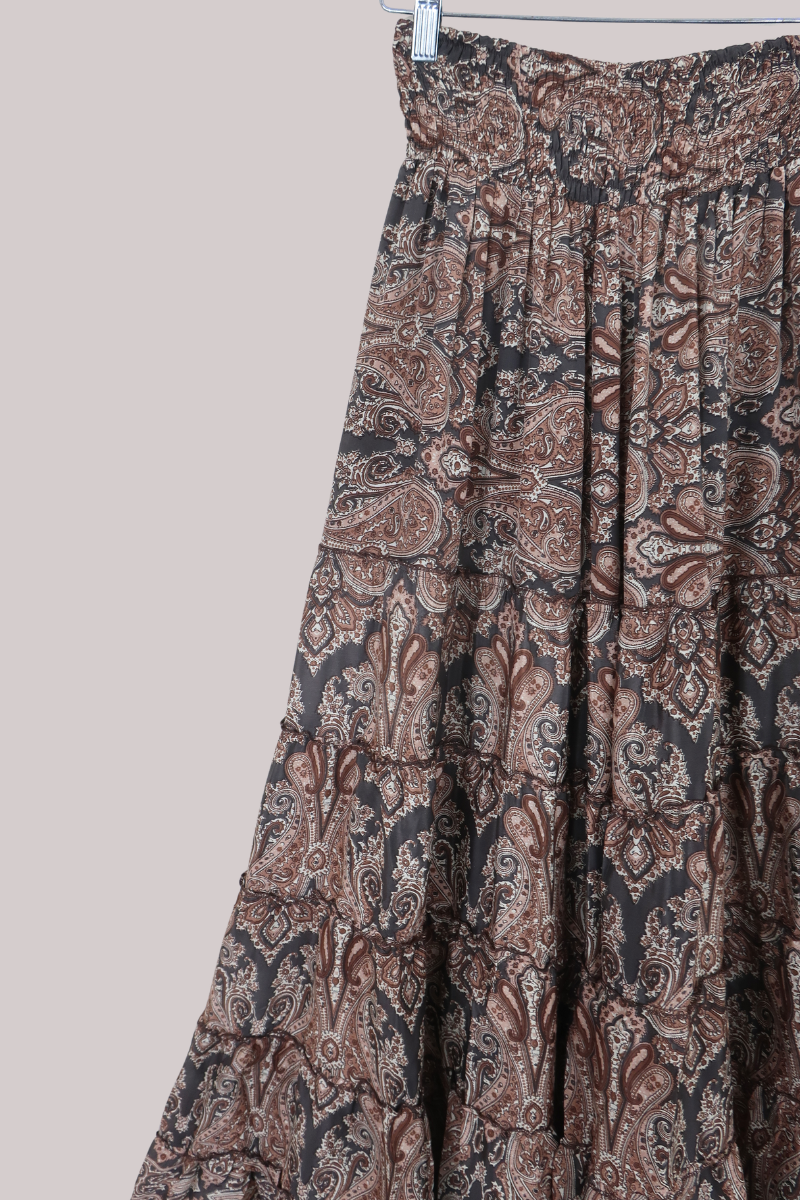 Maisie Maxi Skirt in Fitzgerald Bronze Mandala Paisley