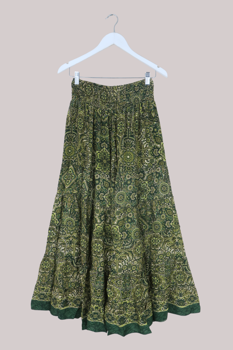 Maisie Maxi Skirt in Coltrane Green Mandala