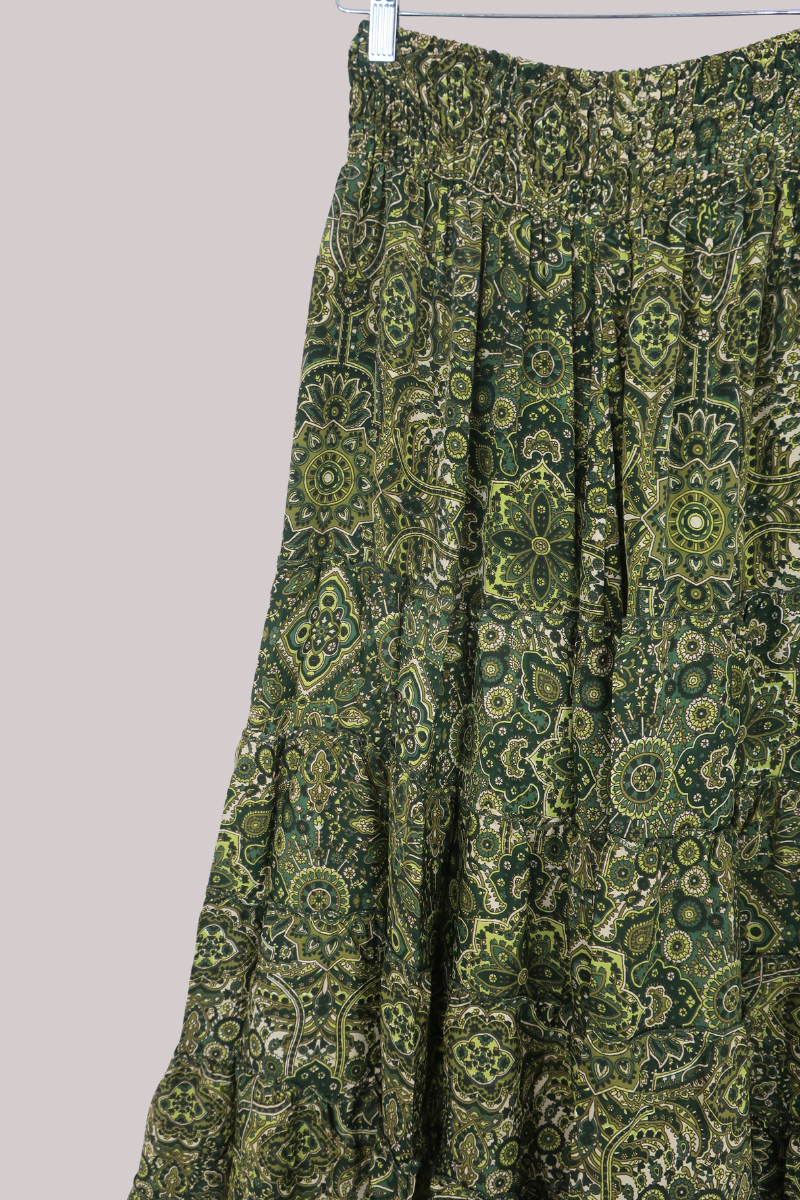 Maisie Maxi Skirt in Coltrane Green Mandala