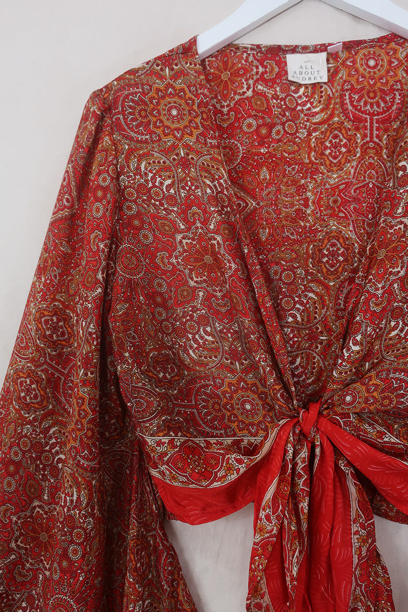 Venus Wrap Top in Ono Vermillion Mandala by all about audrey
