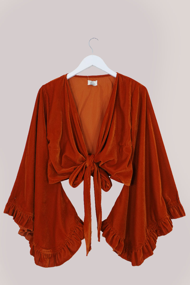Velvet Wrap Top | Marmalade Yellow | XS - 4XL | All About Audrey