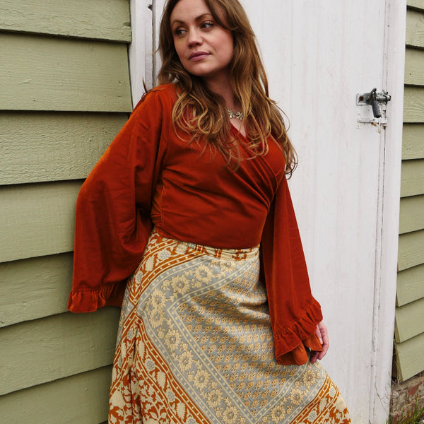 Stitch Detail Linen Blend Wrap Top | Apricot Clothing