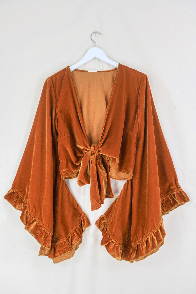Yellow bell sleeve top top