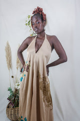 Athena Maxi Dress - Vintage Sari - Rose Gold Floral - S to M/L
