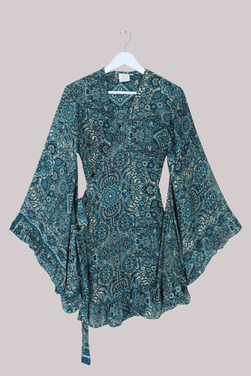 Venus Mini Wrap Dress in Simone Blue Mandala