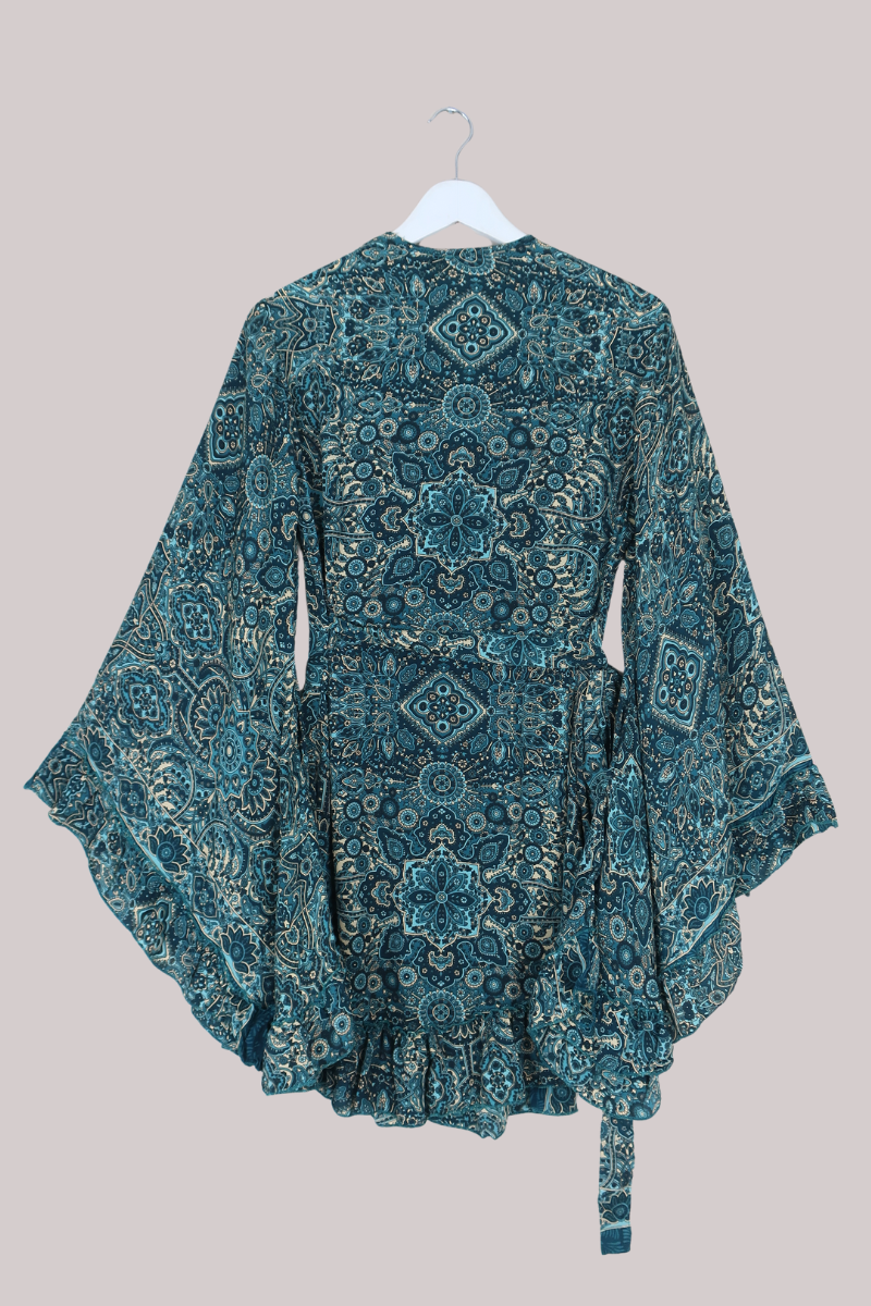 Venus Mini Wrap Dress in Simone Blue Mandala