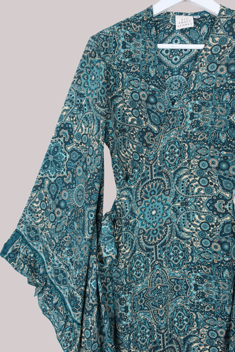 Venus Mini Wrap Dress in Simone Blue Mandala