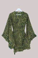Venus Mini Wrap Dress in Coltrane Green Mandala