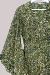 Venus Mini Wrap Dress in Coltrane Green Mandala