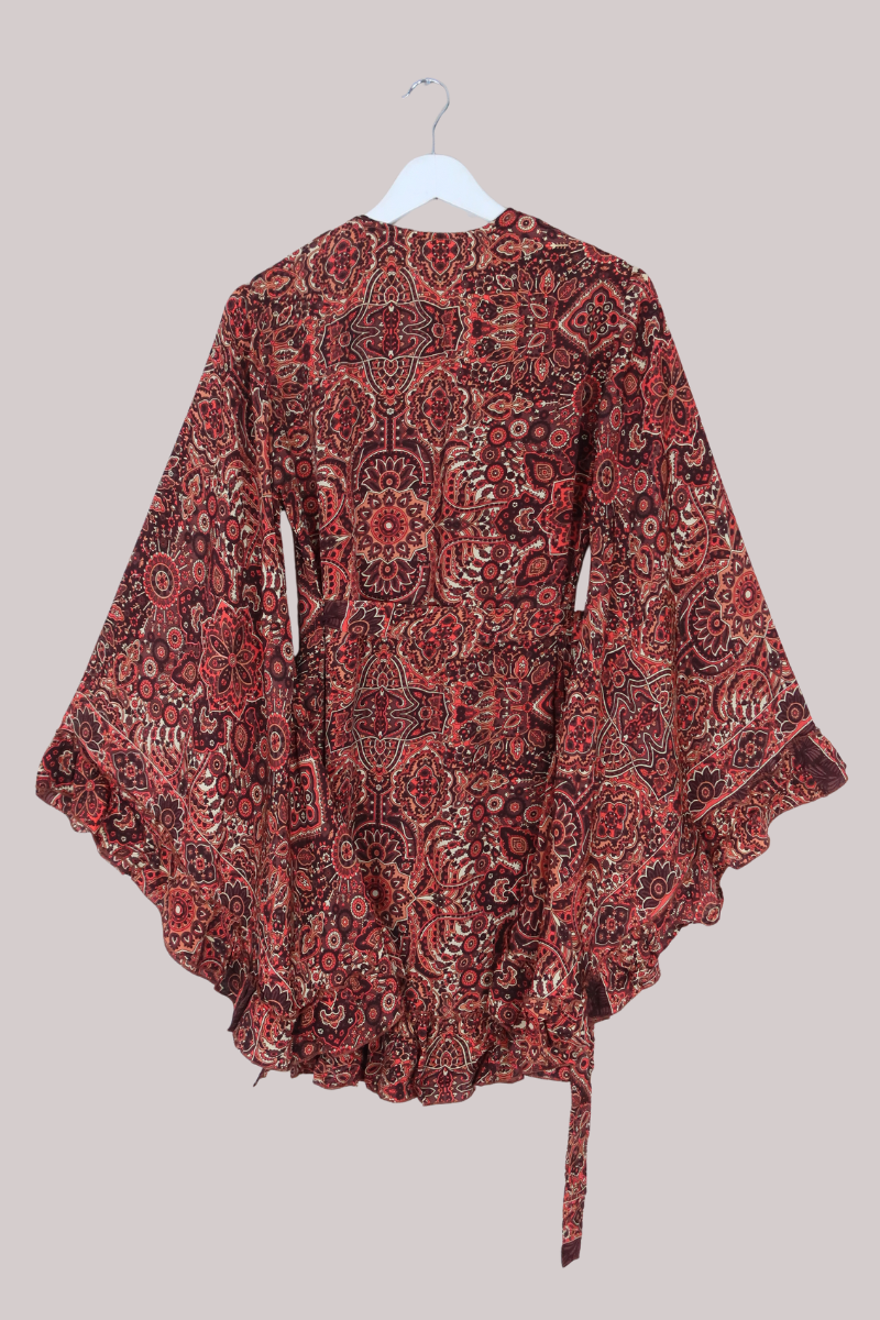 Venus Mini Wrap Dress in Bowie Red Mandala