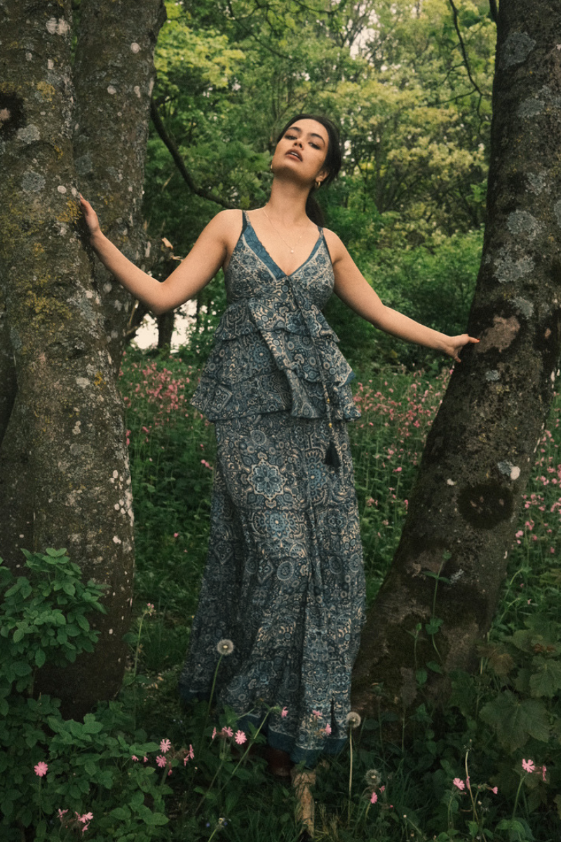 Maisie Maxi Skirt in Simone Blue Mandala