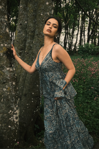 Celeste Babydoll Cami Top in Simone Blue Mandala