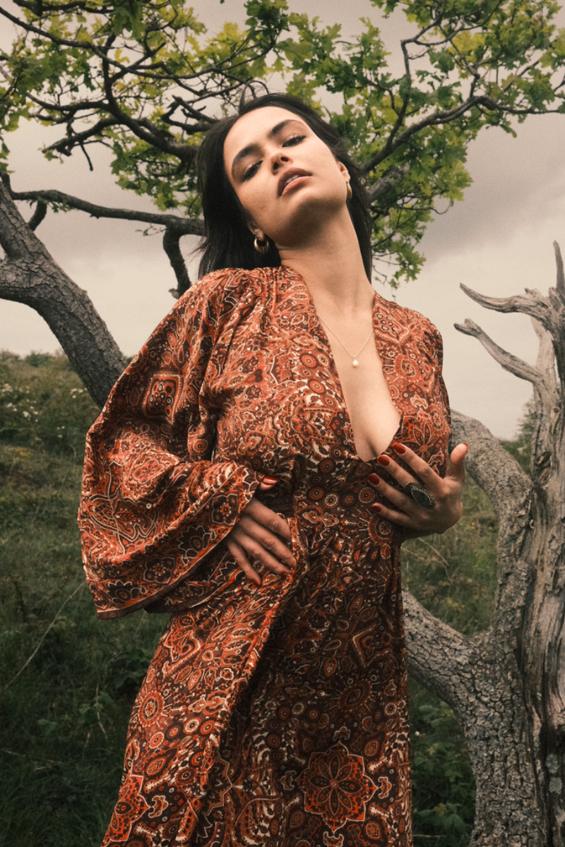 Stevie Maxi Dress in Bowie Red Mandala