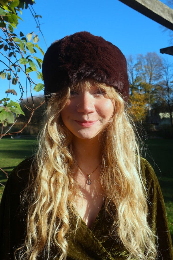 Anastasia Faux Fur Hat in Chocolate Brown by all about audrey